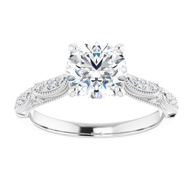 1.34 Round Lab-Grown D/VVS2+ Milgrain Vintage Engagement Ring in 18KW | ViewS 1.34 Round Lab-Grown D/VVS2+ Milgrain Vintage Engagement Ring in 18KW | ViewS