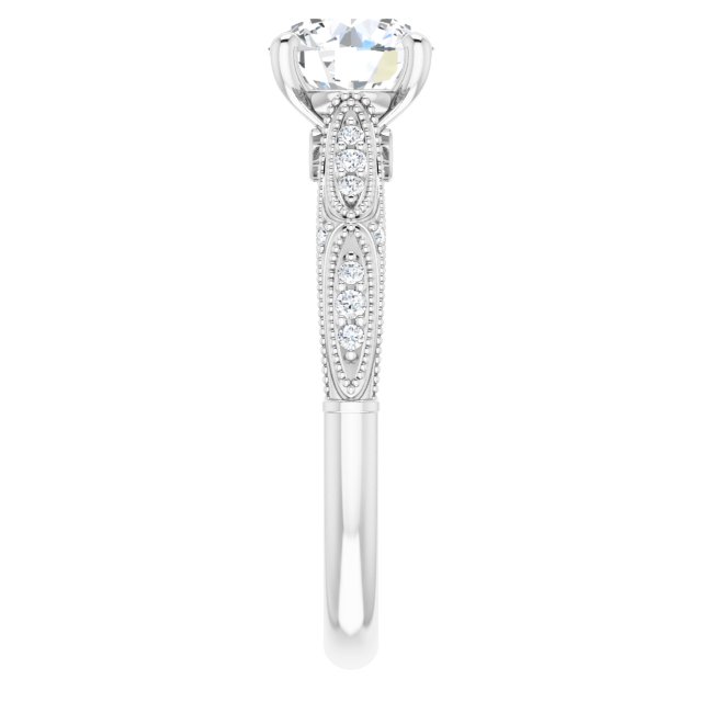 1.34 Round Lab-Grown D/VVS2+ Milgrain Vintage Engagement Ring in 18KW | ViewE 1.34 Round Lab-Grown D/VVS2+ Milgrain Vintage Engagement Ring in 18KW | ViewE