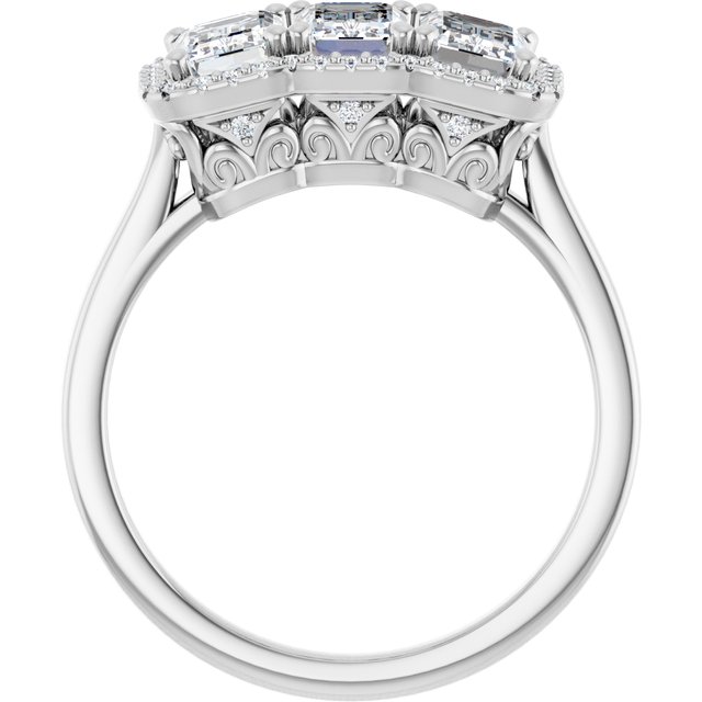 1.87 tcw Emerald Diamond EF/VS1+ Halo Three Stone Engagement Ring in PLAT | ViewB_4