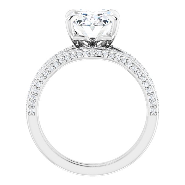 4.42 Oval Moissanite DEF/VVS Classic Sidestone Engagement Ring in 14KW | AllComponents_ViewB_4 4.42 Oval Moissanite DEF/VVS Classic Sidestone Engagement Ring in 14KW | AllComponents_ViewB_4