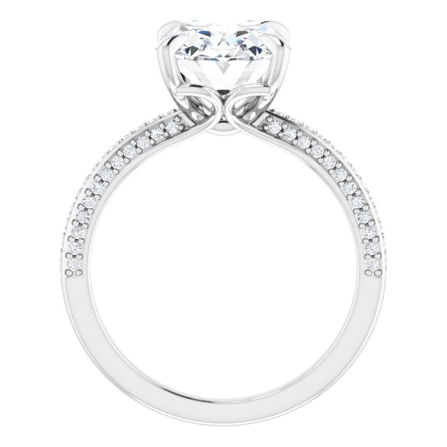 4.42 Oval Moissanite DEF/VVS Classic Sidestone Engagement Ring in 14KW | ViewB_4 4.42 Oval Moissanite DEF/VVS Classic Sidestone Engagement Ring in 14KW | ViewB_4