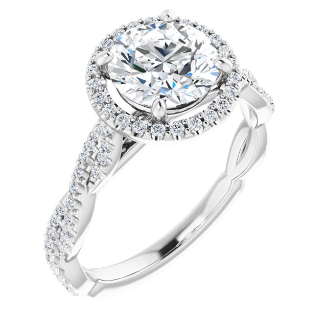 1.80 Tcw Round Diamond EF/VS1+ Modern Halo Engagement Ring in 14KW | ViewA 1.80 Tcw Round Diamond EF/VS1+ Modern Halo Engagement Ring in 14KW | ViewA