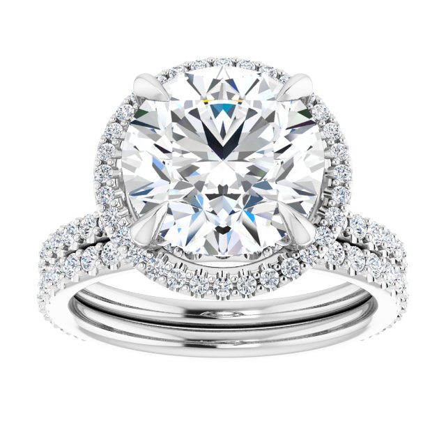 4.16 Tcw Round Moissanite DEF/VVS Modern Halo Engagement Ring in 14KW | AllComponents_ViewS 4.16 Tcw Round Moissanite DEF/VVS Modern Halo Engagement Ring in 14KW | AllComponents_ViewS