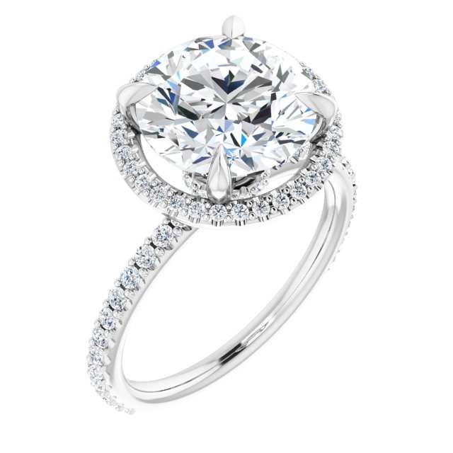 4.16 Tcw Round Moissanite DEF/VVS Modern Halo Engagement Ring in 14KW | ViewA 4.16 Tcw Round Moissanite DEF/VVS Modern Halo Engagement Ring in 14KW | ViewA