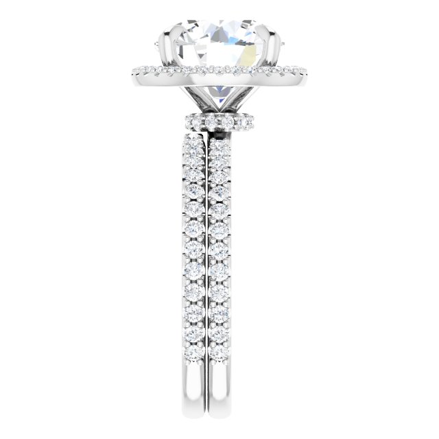 4.16 Tcw Round Moissanite DEF/VVS Modern Halo Engagement Ring in 14KW | AllComponents_ViewE 4.16 Tcw Round Moissanite DEF/VVS Modern Halo Engagement Ring in 14KW | AllComponents_ViewE