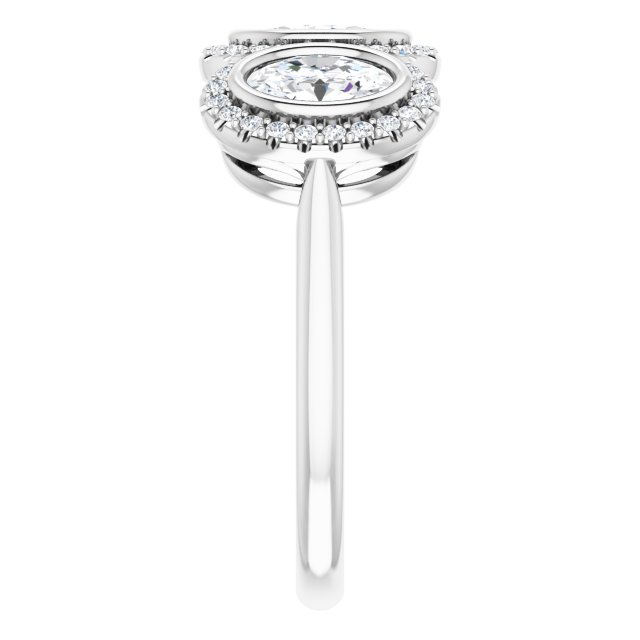 1.76 tcw Oval Lab-Grown D/VVS2+ Halo Three Stone Anniversary Ring in PLAT | ViewE 1.76 tcw Oval Lab-Grown D/VVS2+ Halo Three Stone Anniversary Ring in PLAT | ViewE