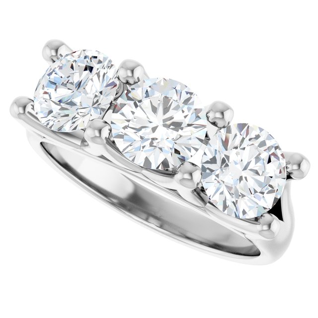 2.40 tcw Round Moissanite DEF/VVS Suspended Three Stone Anniversary Ring in 14KW | View5 2.40 tcw Round Moissanite DEF/VVS Suspended Three Stone Anniversary Ring in 14KW | View5