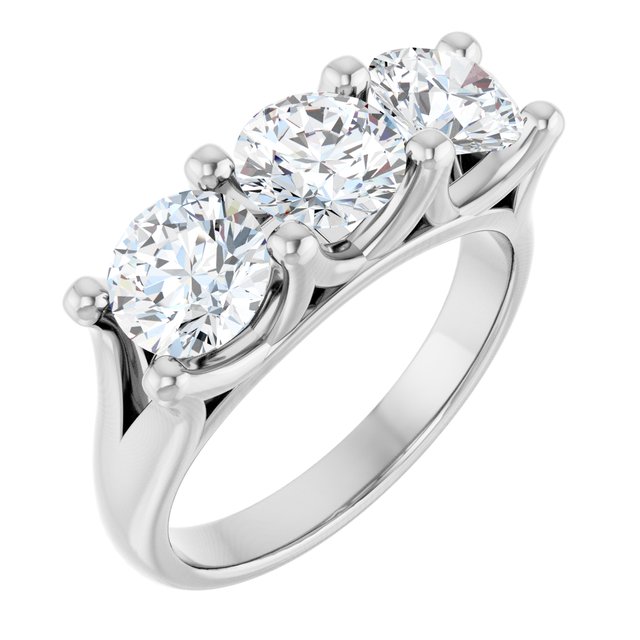 2.40 tcw Round Moissanite DEF/VVS Suspended Three Stone Anniversary Ring in 14KW | ViewA 2.40 tcw Round Moissanite DEF/VVS Suspended Three Stone Anniversary Ring in 14KW | ViewA