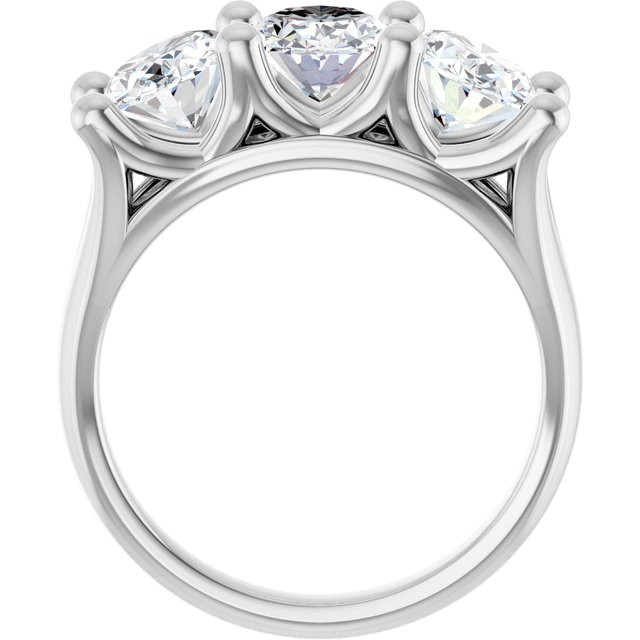 4.50 tcw Oval Moissanite DEF/VVS Suspended Three Stone Anniversary Ring in 14KW | ViewB_4