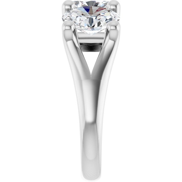 4.50 tcw Oval Moissanite DEF/VVS Suspended Three Stone Anniversary Ring in 14KW | ViewE