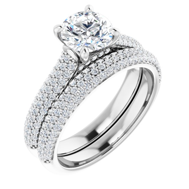 1.41 Round Lab-Grown GH/VS2+ Classic Sidestone Engagement Ring in 14KW | AllComponents_ViewA 1.41 Round Lab-Grown GH/VS2+ Classic Sidestone Engagement Ring in 14KW | AllComponents_ViewA