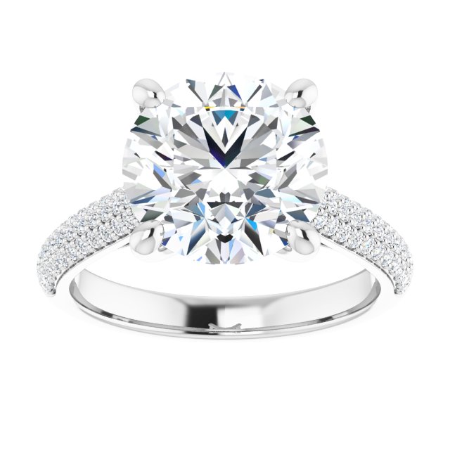 4.02 Round Moissanite DEF/VVS Classic Sidestone Engagement Ring in 14KW | ViewS 4.02 Round Moissanite DEF/VVS Classic Sidestone Engagement Ring in 14KW | ViewS