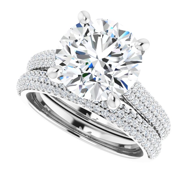 4.02 Round Moissanite DEF/VVS Classic Sidestone Engagement Ring in 14KW | AllComponents_View5 4.02 Round Moissanite DEF/VVS Classic Sidestone Engagement Ring in 14KW | AllComponents_View5