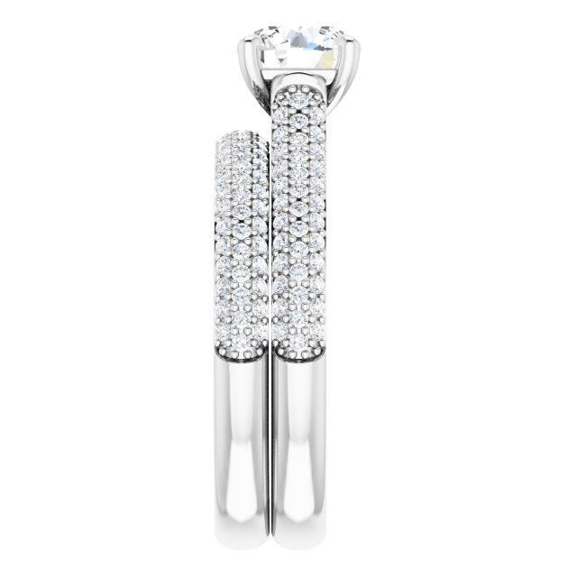 1.41 Round Lab-Grown GH/VS2+ Classic Sidestone Engagement Ring in 14KW | AllComponents_ViewE 1.41 Round Lab-Grown GH/VS2+ Classic Sidestone Engagement Ring in 14KW | AllComponents_ViewE