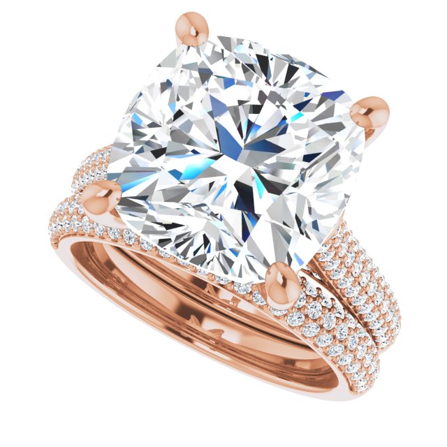 10.46 Cushion Lab-Grown D/VVS2+ Classic Sidestone Engagement Ring in 14KR | AllComponents_View5