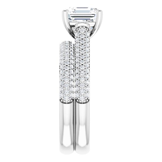 2.41 Asscher Diamond GH/VS2+ Classic Sidestone Engagement Ring in PLAT | AllComponents_ViewE