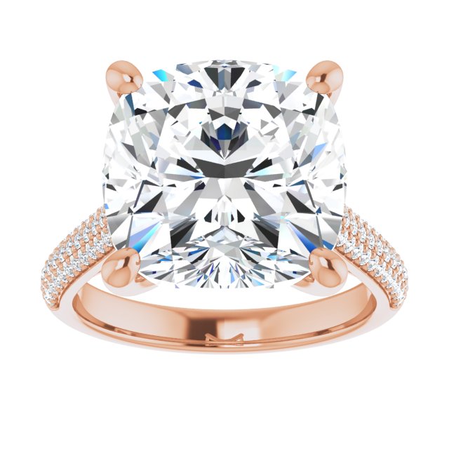 10.46 Cushion Lab-Grown D/VVS2+ Classic Sidestone Engagement Ring in 14KR | ViewS