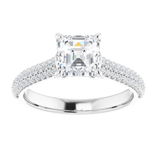 1.36 Asscher Lab-Grown D/VVS2+ Classic Sidestone Engagement Ring in 18KW | ViewS 1.36 Asscher Lab-Grown D/VVS2+ Classic Sidestone Engagement Ring in 18KW | ViewS