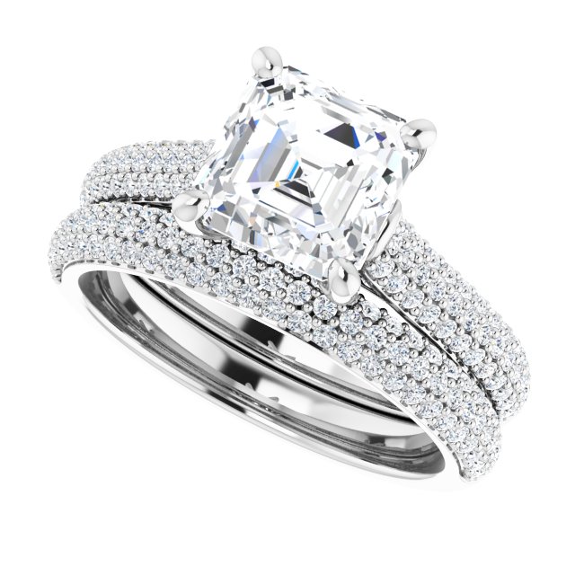 2.41 Asscher Diamond GH/VS2+ Classic Sidestone Engagement Ring in PLAT | AllComponents_View5