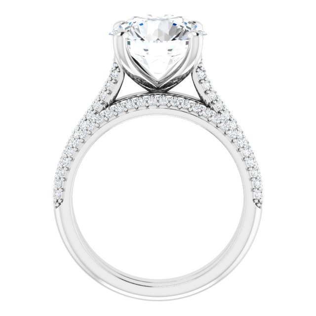 4.02 Round Moissanite DEF/VVS Classic Sidestone Engagement Ring in 14KW | AllComponents_ViewB_4 4.02 Round Moissanite DEF/VVS Classic Sidestone Engagement Ring in 14KW | AllComponents_ViewB_4