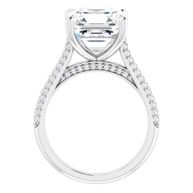 5.68 Asscher Moissanite DEF/VVS Classic Sidestone Engagement Ring in 18KW | ViewB_4