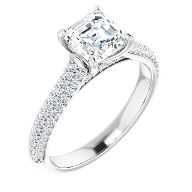 1.36 Asscher Lab-Grown D/VVS2+ Classic Sidestone Engagement Ring in 18KW | ViewA 1.36 Asscher Lab-Grown D/VVS2+ Classic Sidestone Engagement Ring in 18KW | ViewA