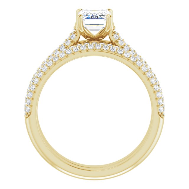 1.42 Emerald Diamond GH/VS2+ Classic Sidestone Engagement Ring in 18KY | AllComponents_ViewB_4