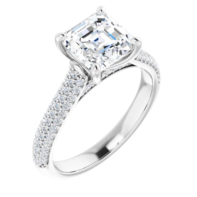 2.41 Asscher Diamond GH/VS2+ Classic Sidestone Engagement Ring in PLAT | ViewA
