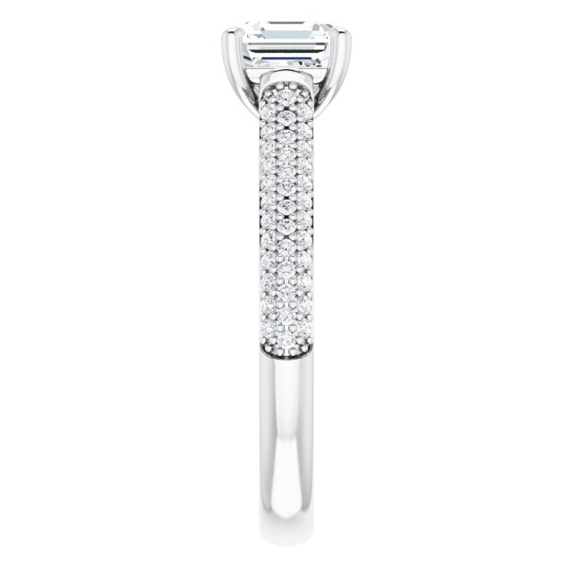 1.36 Asscher Lab-Grown D/VVS2+ Classic Sidestone Engagement Ring in 18KW | ViewE 1.36 Asscher Lab-Grown D/VVS2+ Classic Sidestone Engagement Ring in 18KW | ViewE