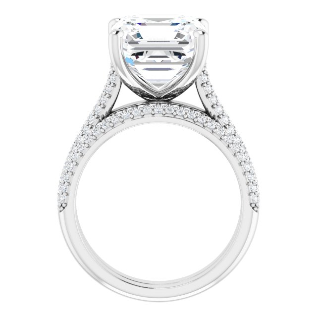 5.68 Asscher Moissanite DEF/VVS Classic Sidestone Engagement Ring in 18KW | AllComponents_ViewB_4