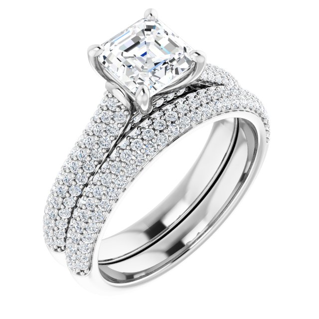 1.36 Asscher Lab-Grown D/VVS2+ Classic Sidestone Engagement Ring in 18KW | AllComponents_ViewA 1.36 Asscher Lab-Grown D/VVS2+ Classic Sidestone Engagement Ring in 18KW | AllComponents_ViewA