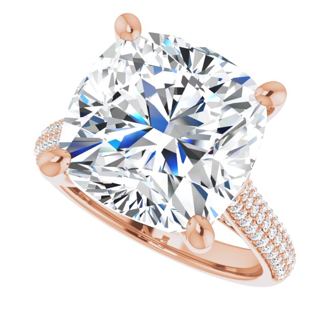 10.46 Cushion Lab-Grown D/VVS2+ Classic Sidestone Engagement Ring in 14KR | View5