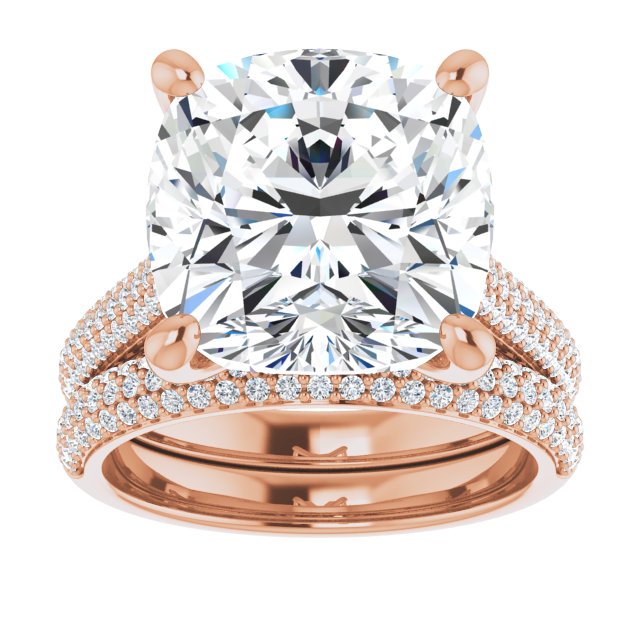 10.46 Cushion Lab-Grown D/VVS2+ Classic Sidestone Engagement Ring in 14KR | AllComponents_ViewS