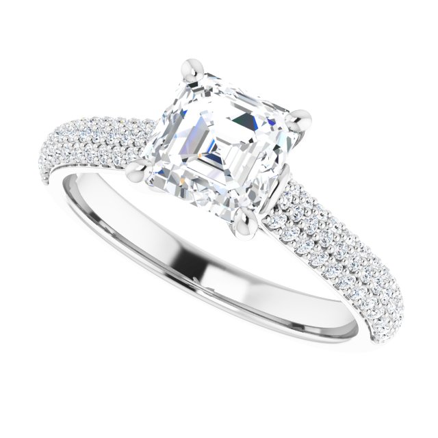1.36 Asscher Lab-Grown D/VVS2+ Classic Sidestone Engagement Ring in 18KW | View5 1.36 Asscher Lab-Grown D/VVS2+ Classic Sidestone Engagement Ring in 18KW | View5