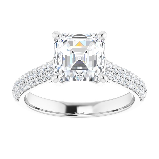 2.41 Asscher Diamond GH/VS2+ Classic Sidestone Engagement Ring in PLAT | ViewS