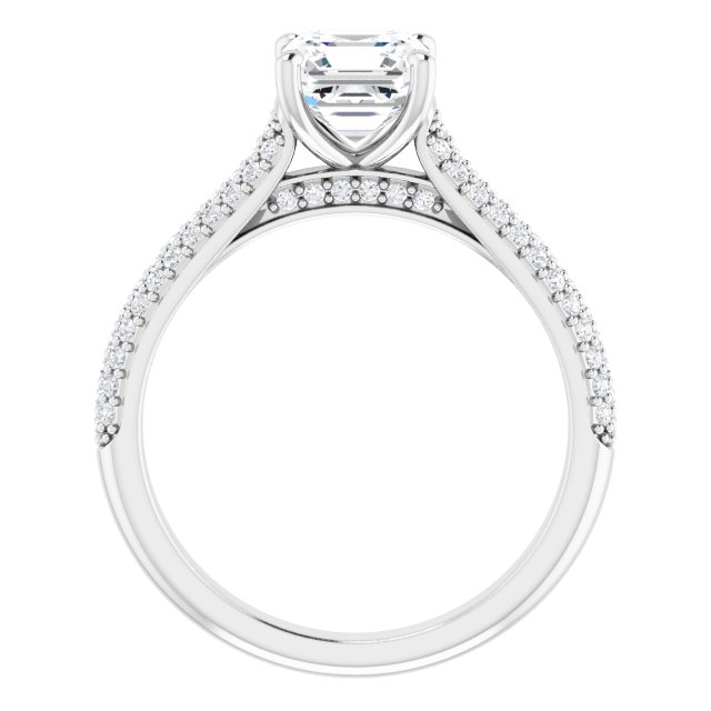 1.36 Asscher Lab-Grown D/VVS2+ Classic Sidestone Engagement Ring in 18KW | ViewB_4 1.36 Asscher Lab-Grown D/VVS2+ Classic Sidestone Engagement Ring in 18KW | ViewB_4