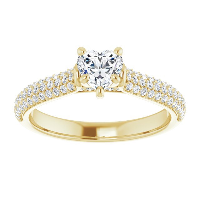 0.90 Heart Diamond GH/VS2+ Classic Sidestone Engagement Ring in 14KY | ViewS 0.90 Heart Diamond GH/VS2+ Classic Sidestone Engagement Ring in 14KY | ViewS