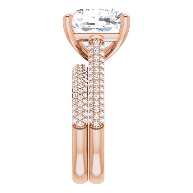 10.46 Cushion Lab-Grown D/VVS2+ Classic Sidestone Engagement Ring in 14KR | AllComponents_ViewE