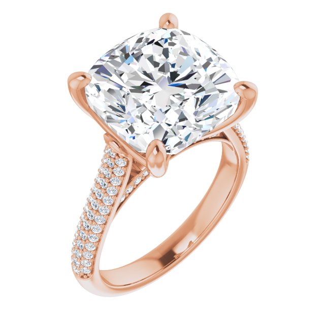 10.46 Cushion Lab-Grown D/VVS2+ Classic Sidestone Engagement Ring in 14KR | ViewA