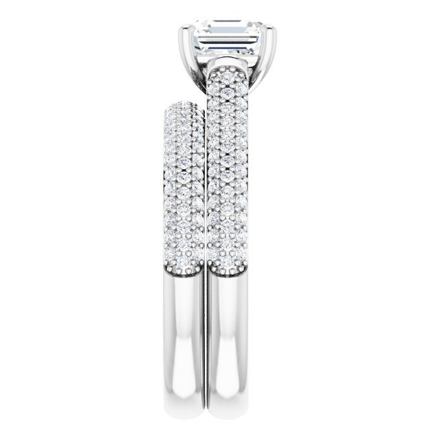 1.36 Asscher Lab-Grown D/VVS2+ Classic Sidestone Engagement Ring in 18KW | AllComponents_ViewE 1.36 Asscher Lab-Grown D/VVS2+ Classic Sidestone Engagement Ring in 18KW | AllComponents_ViewE