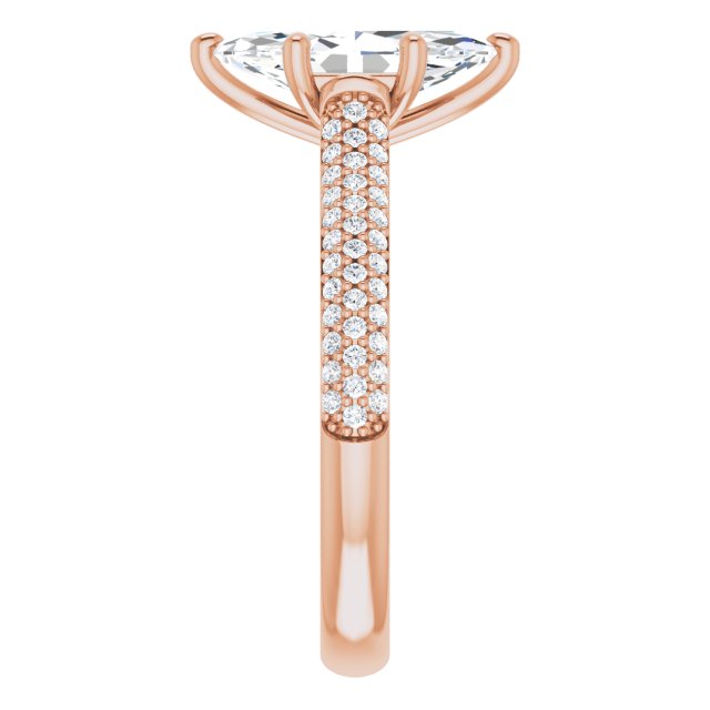 2.21 Marquise Diamond EF/VS1+ Classic Sidestone Engagement Ring in 18KR | ViewE