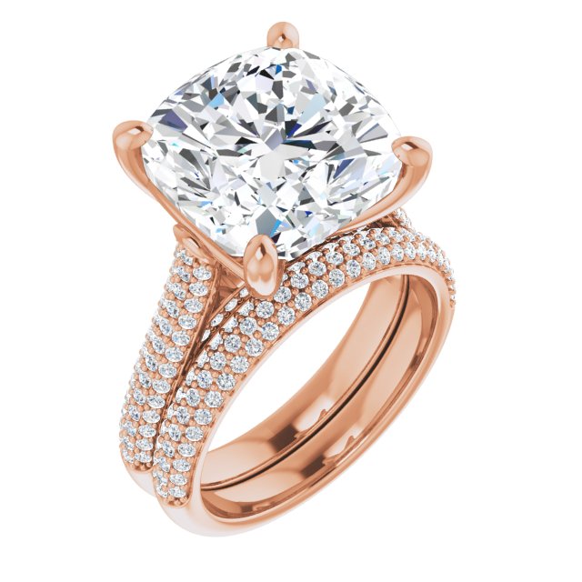 10.46 Cushion Lab-Grown D/VVS2+ Classic Sidestone Engagement Ring in 14KR | AllComponents_ViewA