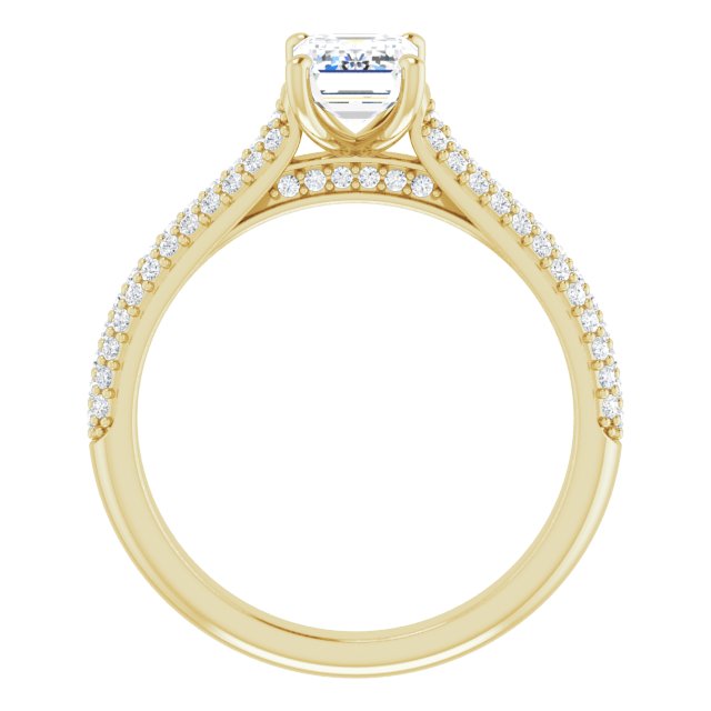 1.42 Emerald Diamond GH/VS2+ Classic Sidestone Engagement Ring in 18KY | ViewB_4