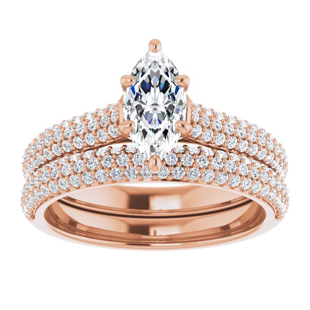 1.09 Marquise Diamond GH/VS2+ Classic Sidestone Engagement Ring in 14KR | AllComponents_ViewS