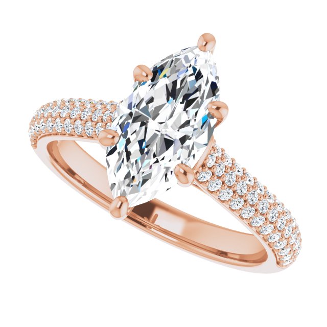 2.21 Marquise Diamond EF/VS1+ Classic Sidestone Engagement Ring in 18KR | View5