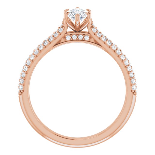 1.09 Marquise Diamond GH/VS2+ Classic Sidestone Engagement Ring in 14KR | ViewB_4
