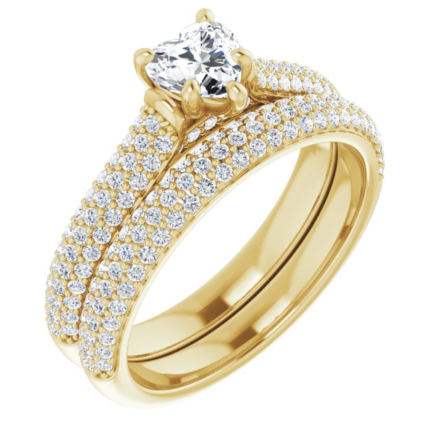0.90 Heart Diamond GH/VS2+ Classic Sidestone Engagement Ring in 14KY | AllComponents_ViewA 0.90 Heart Diamond GH/VS2+ Classic Sidestone Engagement Ring in 14KY | AllComponents_ViewA