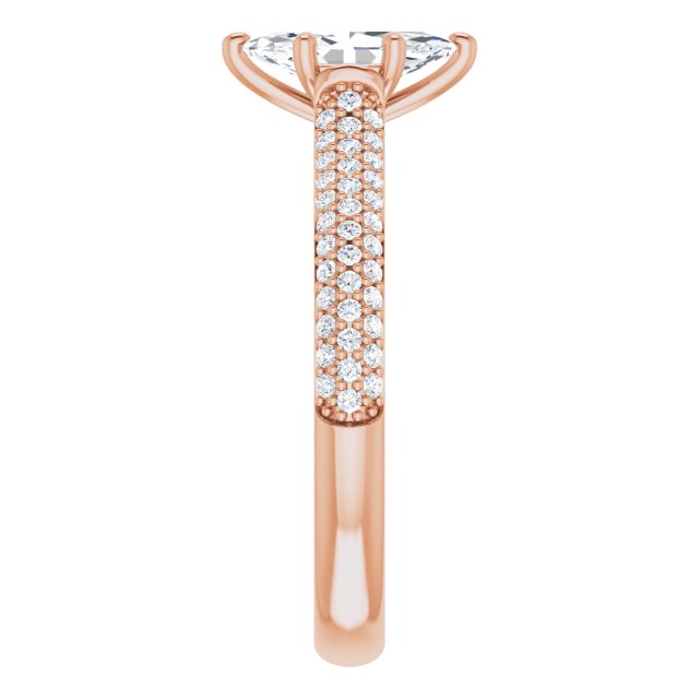 1.09 Marquise Diamond GH/VS2+ Classic Sidestone Engagement Ring in 14KR | ViewE