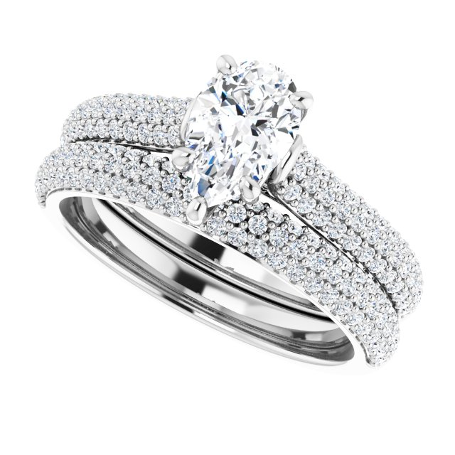 1.34 Pear Diamond D/VVS2+ Classic Sidestone Engagement Ring in 14KW | AllComponents_View5