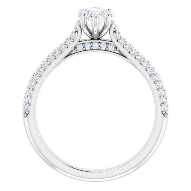 1.34 Pear Diamond D/VVS2+ Classic Sidestone Engagement Ring in 14KW | ViewB_4